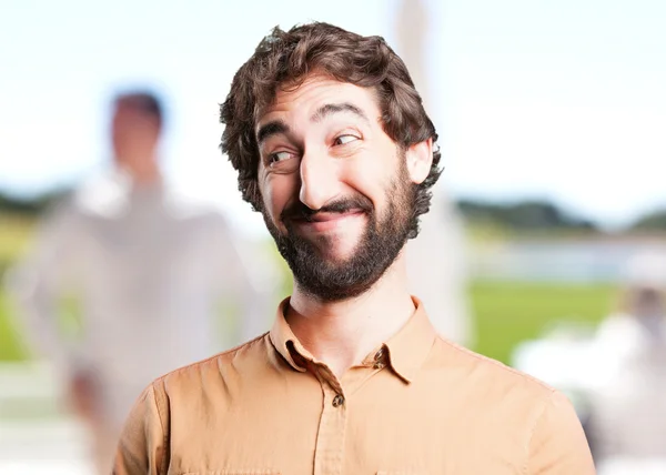 Crazy man with funny expression — Stock Photo, Image