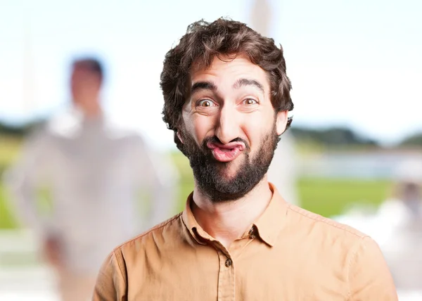 Verrückter Mann mit komischem Gesichtsausdruck — Stockfoto