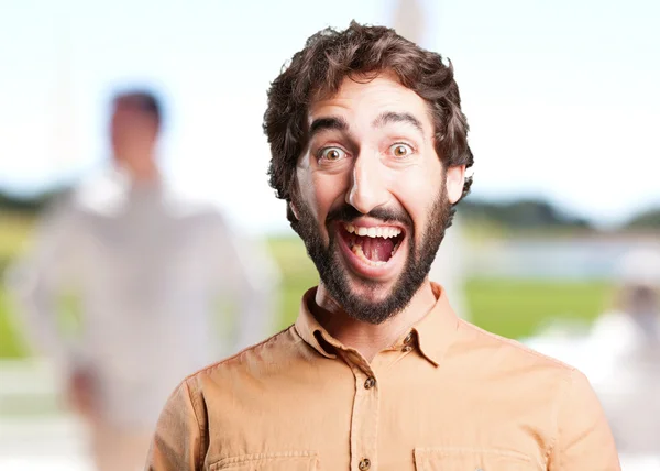 Crazy man met grappige expressie — Stockfoto