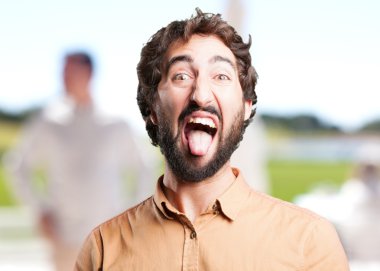 komik ifade ile çılgın adam