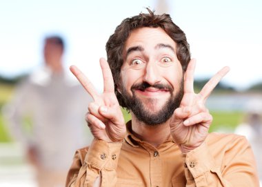 komik ifade ile çılgın adam