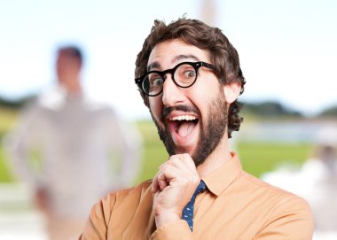 komik ifade ile çılgın adam