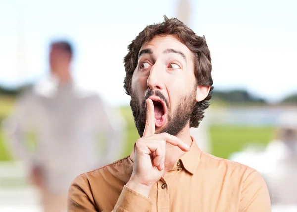 Crazy man with funny expression — Stock Photo, Image