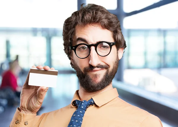 Louco homem com cartão de crédito — Fotografia de Stock