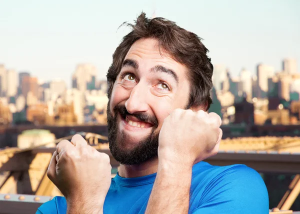 Crazy sports man with funny expression — Stock Photo, Image