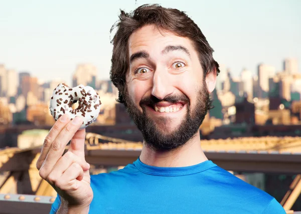 미친 스포츠 남자 도넛 — 스톡 사진