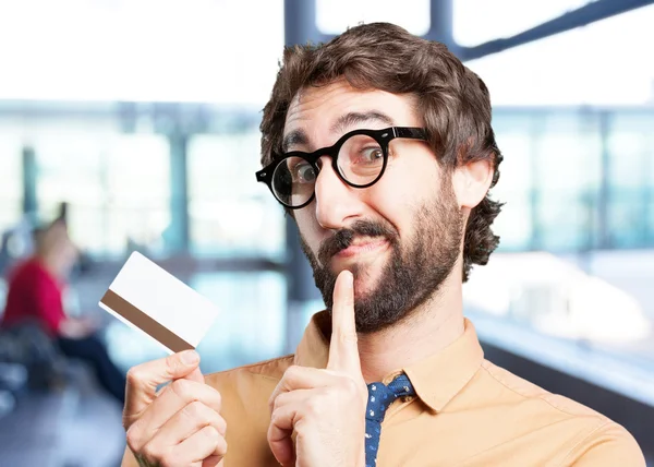 Louco homem com cartão de crédito — Fotografia de Stock