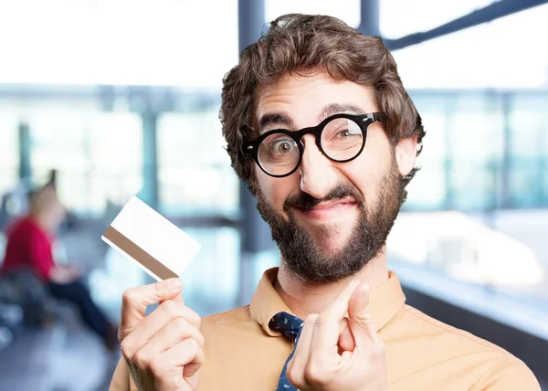 Verrückter Mann mit Kreditkarte — Stockfoto