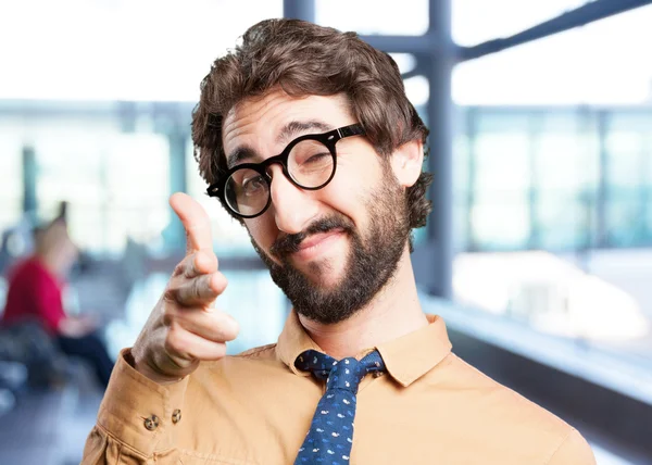 Crazy man with funny expression — Stock Photo, Image