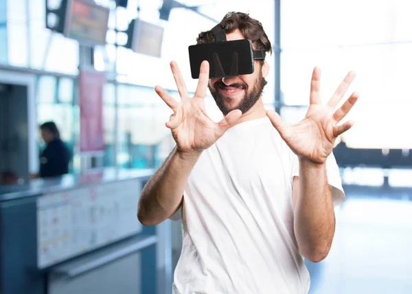 仮想眼鏡の狂気の男 — ストック写真