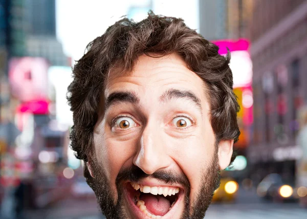 Crazy man met grappige expressie — Stockfoto