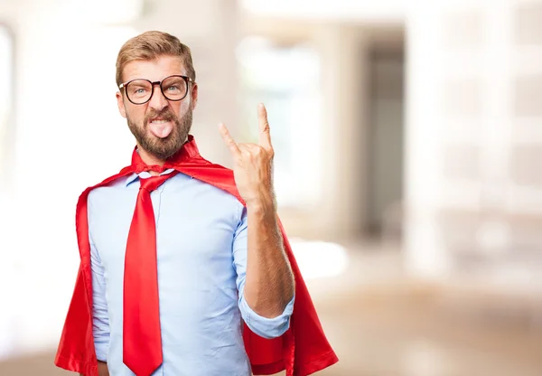 Blond hero man with angry expression — Stock Photo, Image