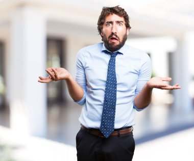 endişeli ifade ile deli iş adamı