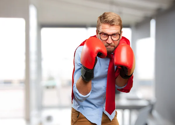 Blond hero man with angry expression — Stock Photo, Image