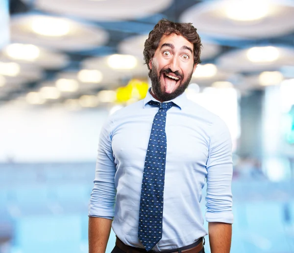 Crazy businessman with happy expression — Stock Photo, Image