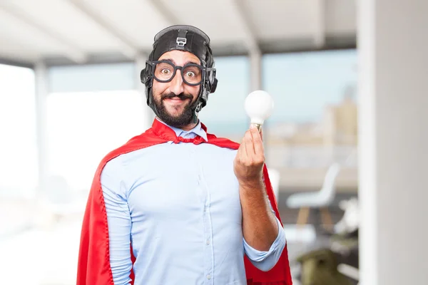 Crazy hero man with new idea — Stock Photo, Image