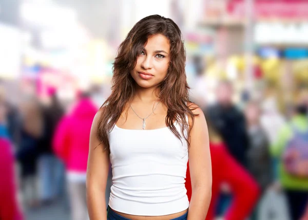 Black girl with sad expression — Stock Photo, Image