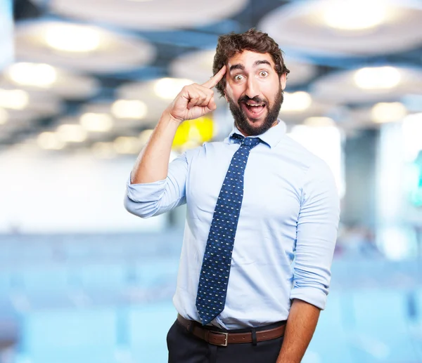 Crazy businessman with happy expression — Stock Photo, Image