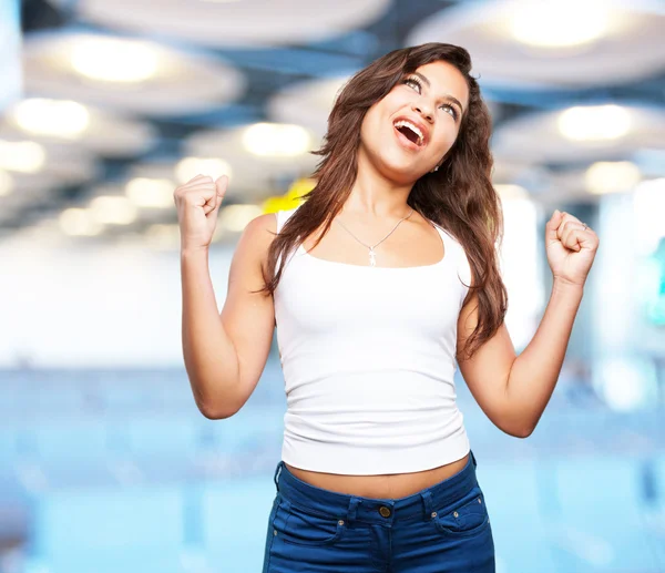 Joven negro chica con feliz expresión — Foto de Stock