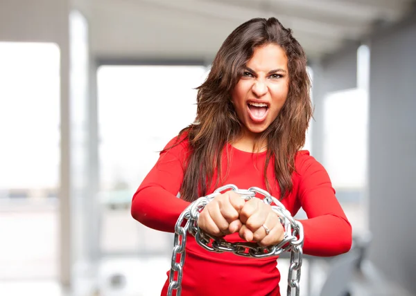 Young black girl with chain — Stock Photo, Image