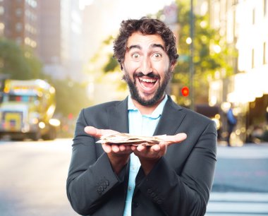 banknot ile deli iş adamı