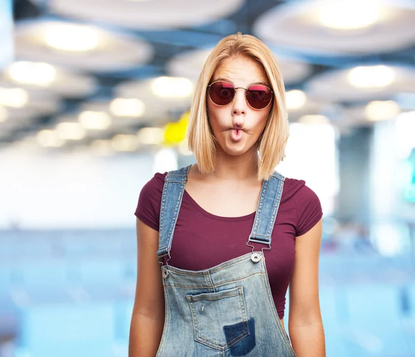 Young blonde girl with happy expression — Stock Photo, Image