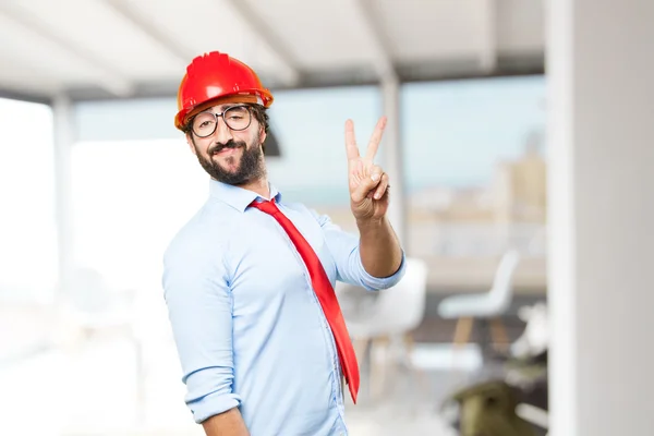 Louco homem de negócios com expressão feliz — Fotografia de Stock