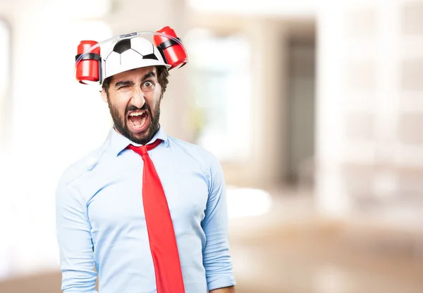 Crazy man with angry expression — Stock Photo, Image