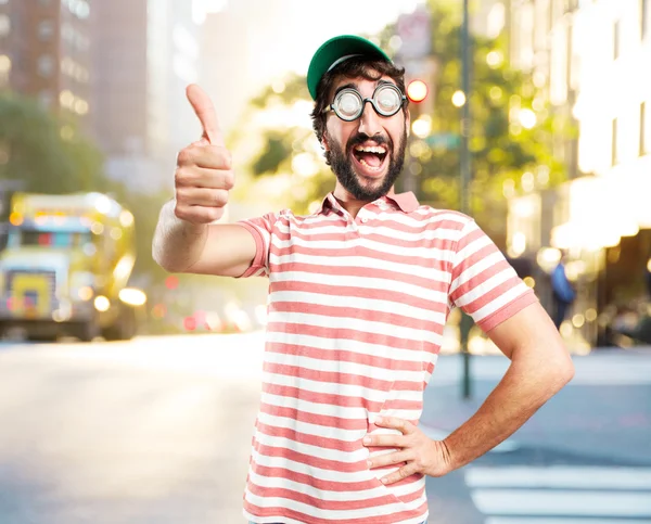 Loco tonto con expresión feliz —  Fotos de Stock