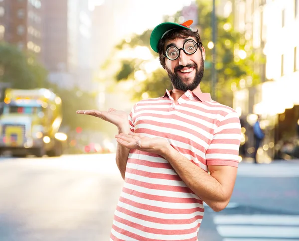 Tolo louco homem com expressão feliz — Fotografia de Stock