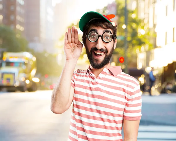 Tolo louco homem com expressão feliz — Fotografia de Stock