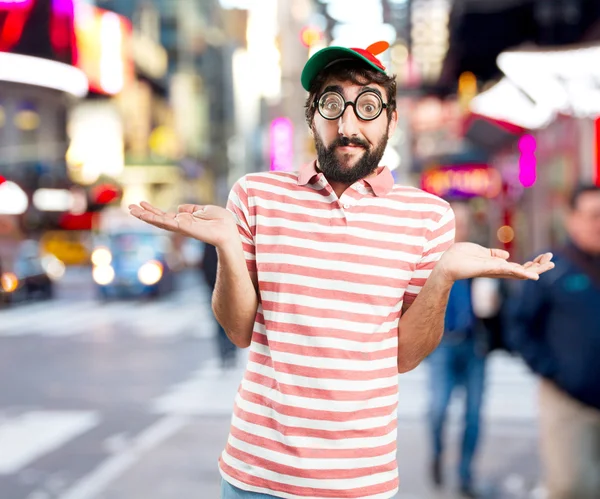 Crazy man with worried expression — Stock Photo, Image