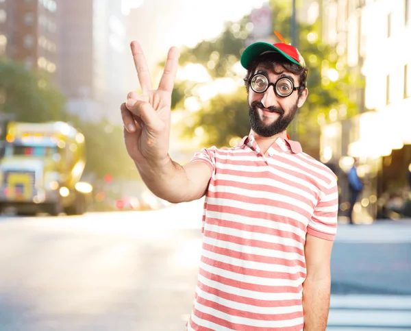 Fool crazy man with happy expression — Stock Photo, Image
