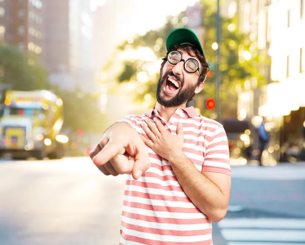 Gek gek man met gelukkig expressie — Stockfoto