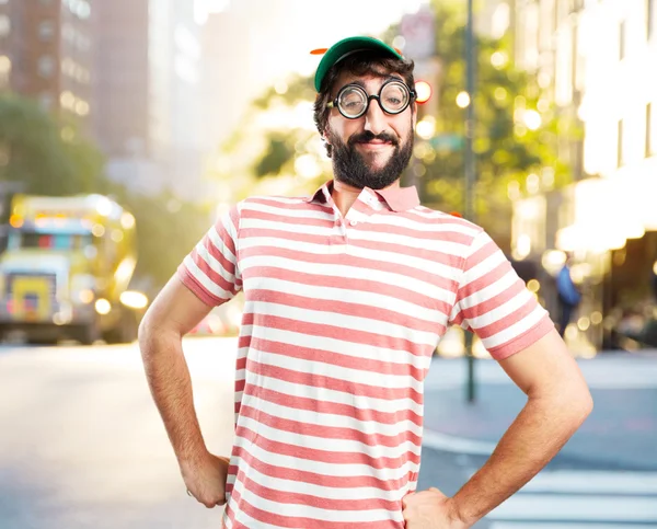 Loco tonto con expresión feliz —  Fotos de Stock