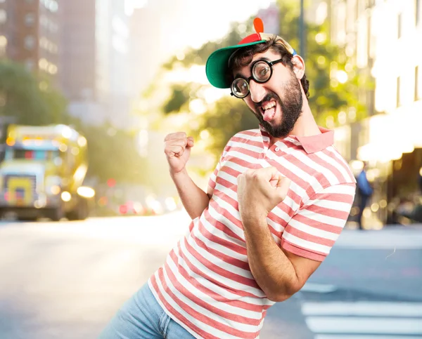 Loco tonto con expresión feliz —  Fotos de Stock