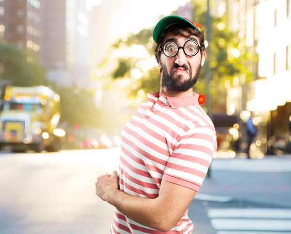 Fool crazy man with happy expression — Stock Photo, Image