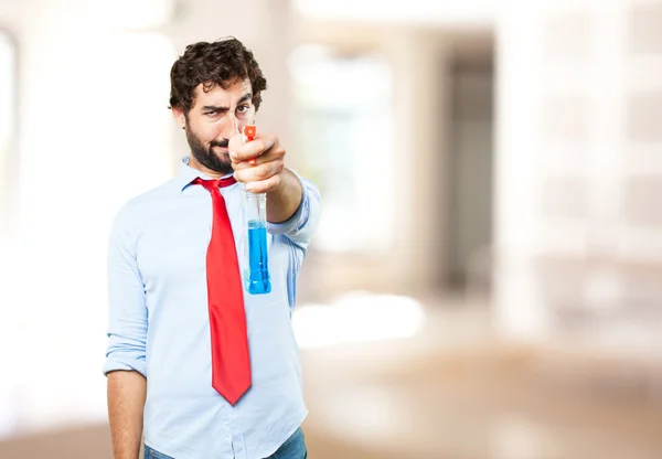 Gek boze man met cleaner — Stockfoto