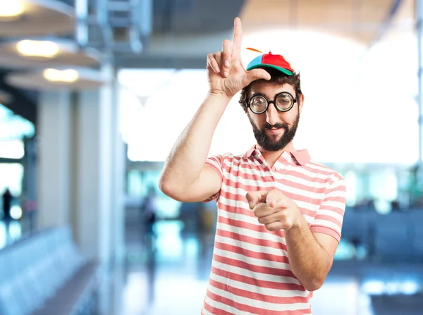 Crazy man with angry expression — Stock Photo, Image