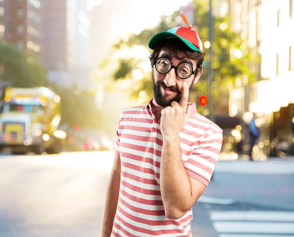 Tolo louco homem com expressão feliz — Fotografia de Stock