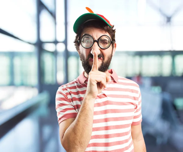 Crazy man with angry expression — Stock Photo, Image