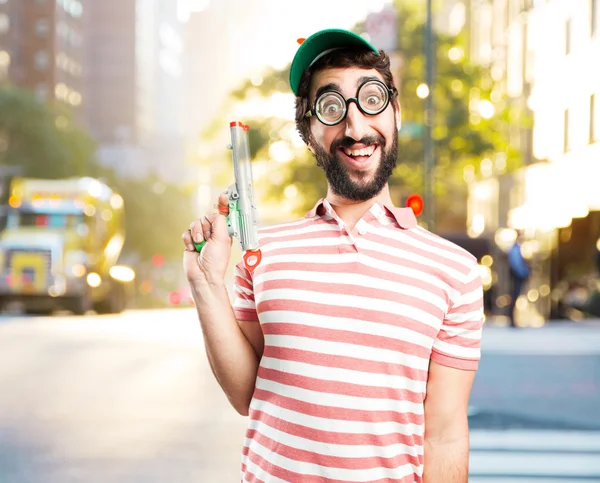 Loco tonto con pistola — Foto de Stock