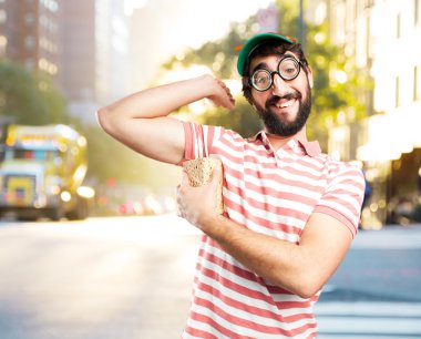 aptal çılgın adam ahşap blok ile