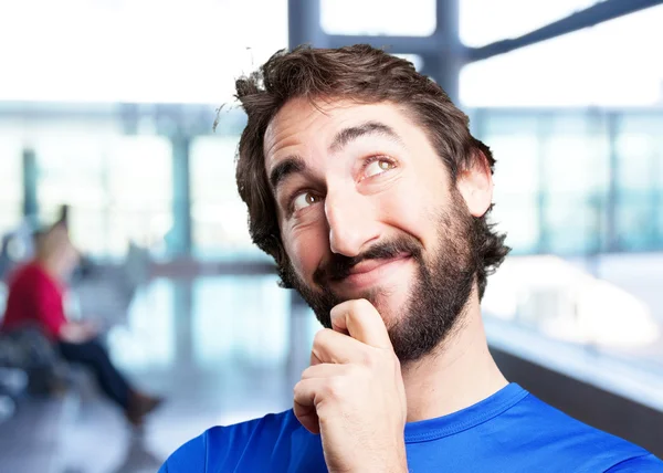 Crazy sportsman with funny expression — Stock Photo, Image