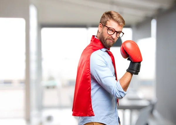 Blond hero man with angry expression — Stock Photo, Image