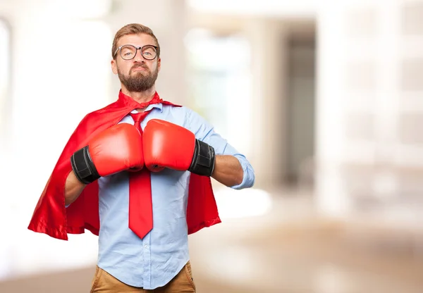 Blond hero man with angry expression — Stock Photo, Image