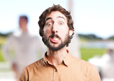 komik ifade ile çılgın adam