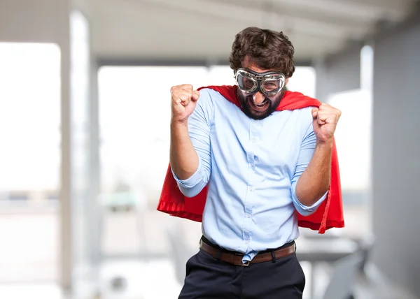 Crazy hero man with angry expression — Stock Photo, Image