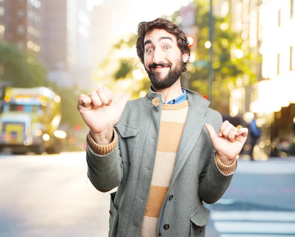 Joven loco con expresión feliz —  Fotos de Stock