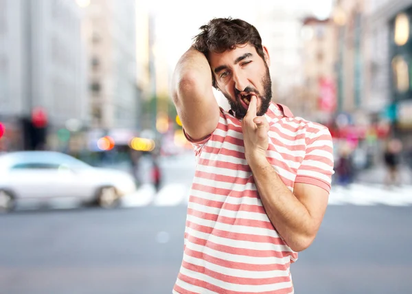 Crazy man with sad expression — Stock Photo, Image